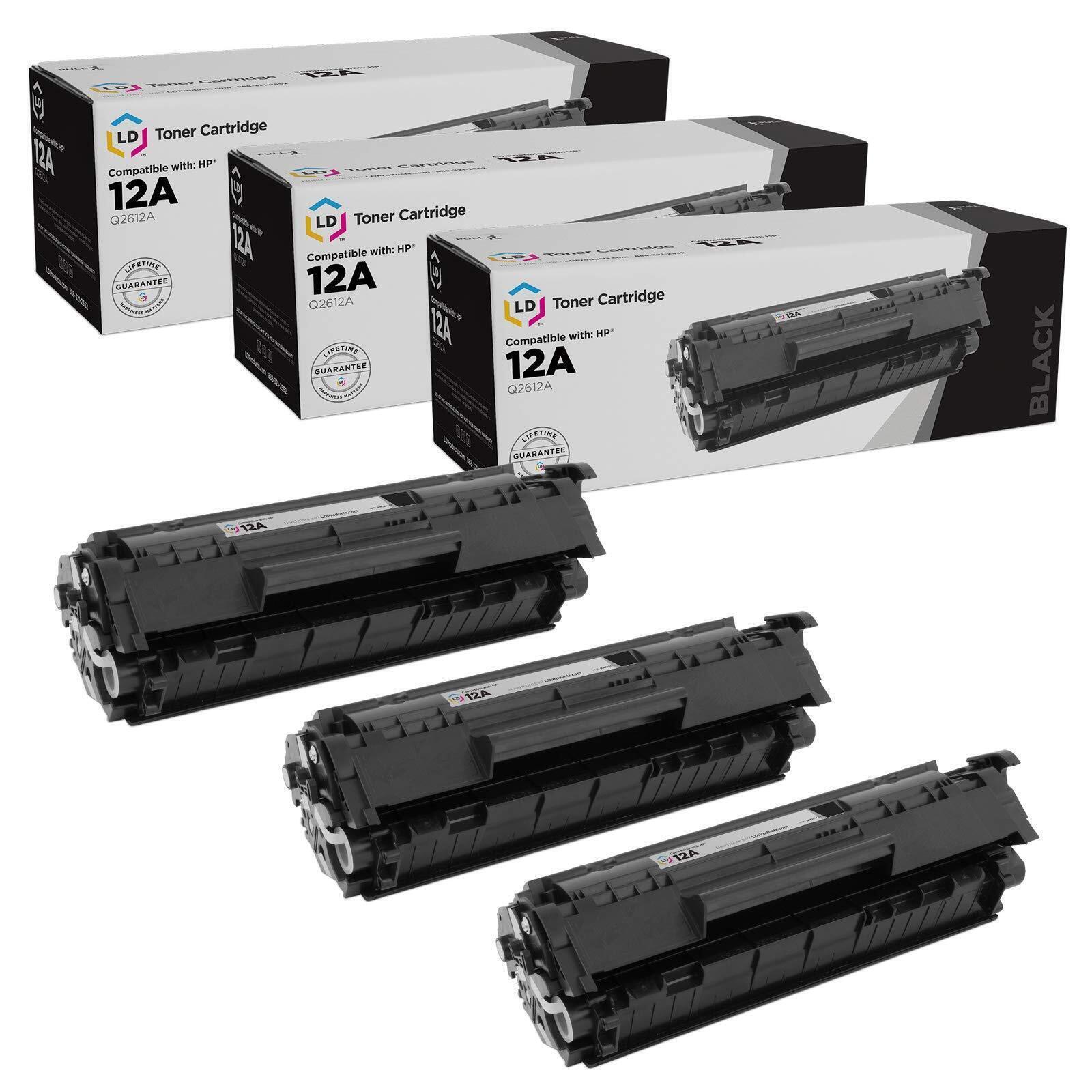 LD Products Compatible Replacement for HP 12A Black Toner Cartridge (3-Pack)