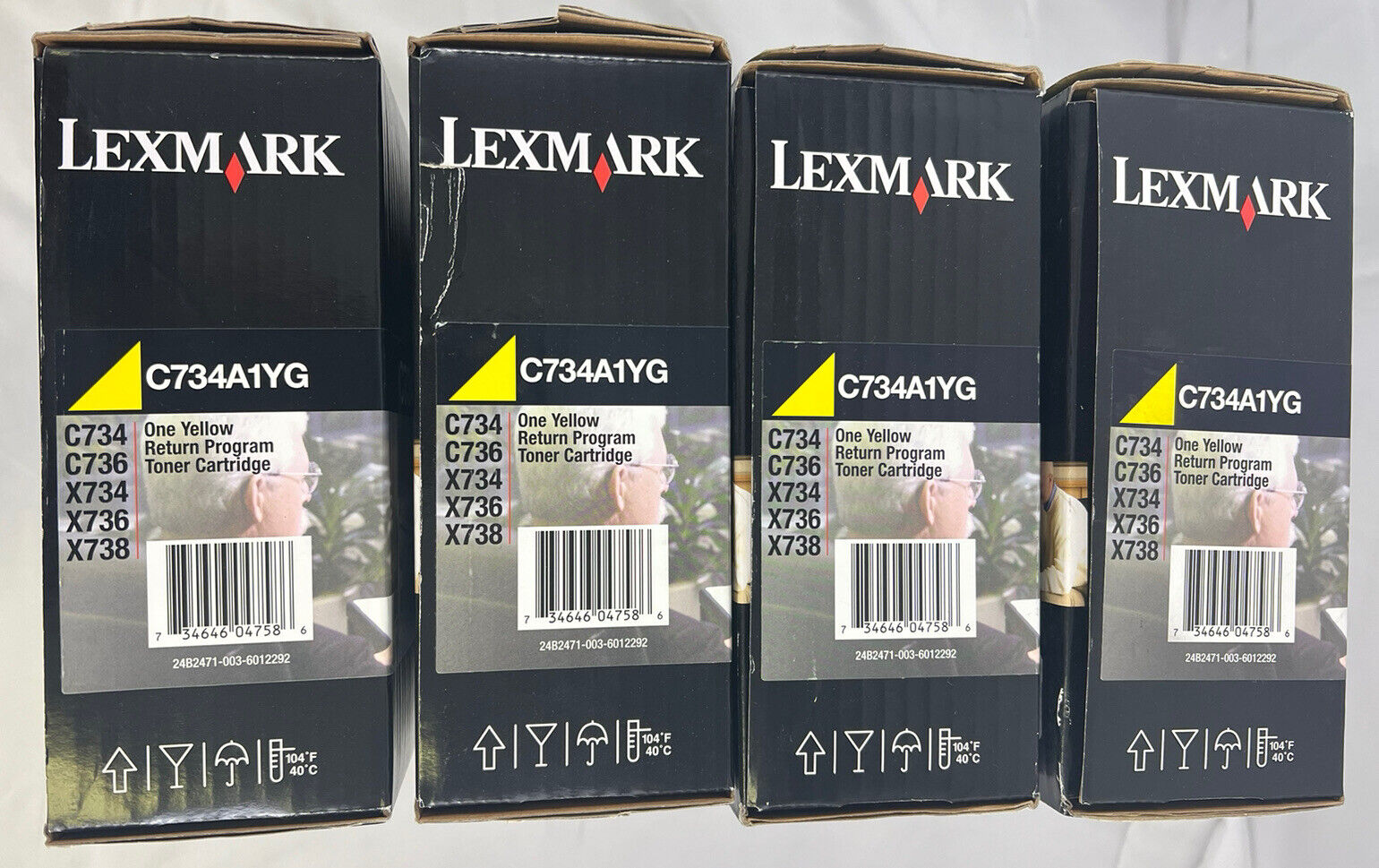 LOT 0F 4 LEXMARK Toner Cartridge C734A1YG YELLOW for C734 C736 X734 X736 X738