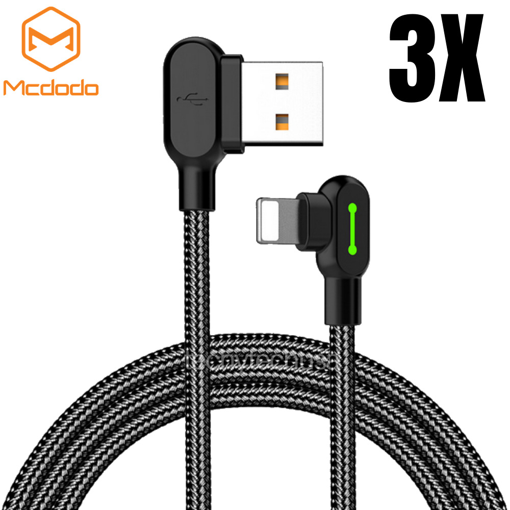 3Pack Mcdodo 90 Degree Braided USB Charging Cable Data Charger Lot For iPhone 11