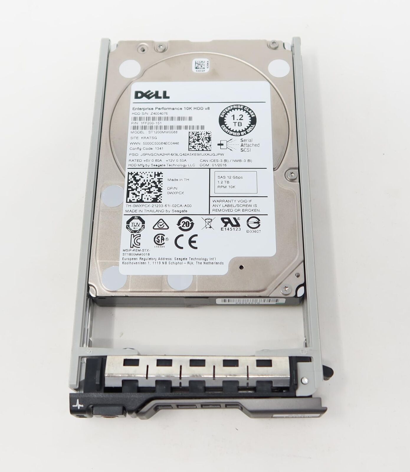 WXPCX Dell 1.2TB 10K RPM 12Gb/s 2.5 SAS Hard Drive ST1200MM0088
