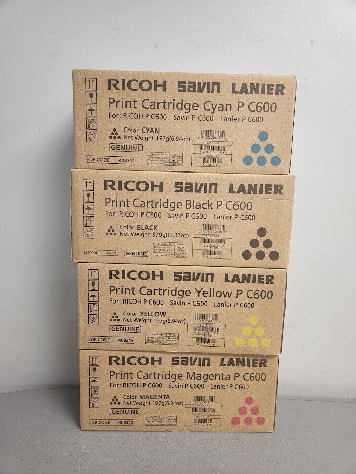 Ricoh P C600 Toner Cartridge Set 408310, 408311, 408312, 408313