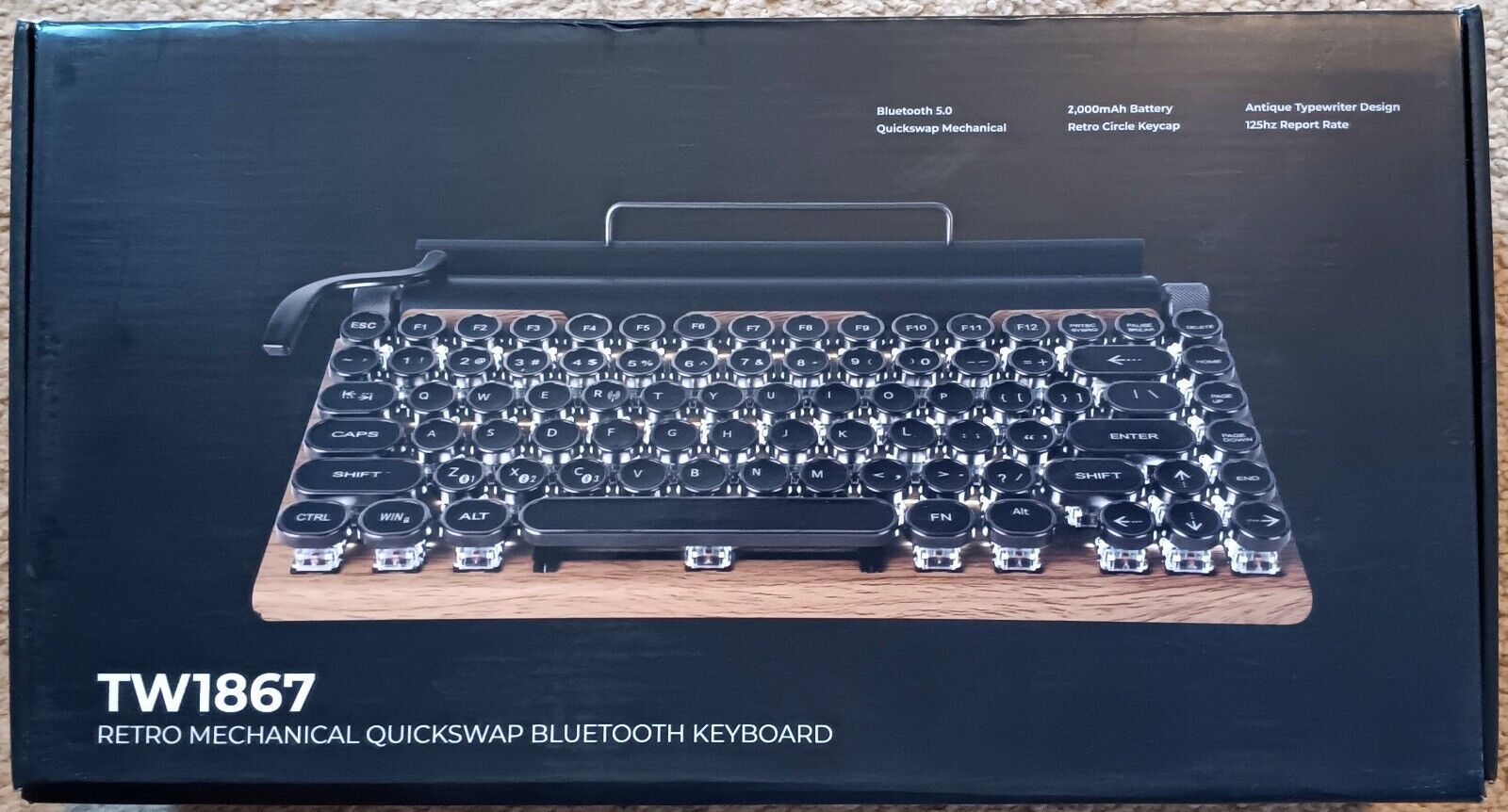 NEW 7keys TW1867 Retro Mechanical Quickswap Bluetooth 5.0 Keyboard Brand New