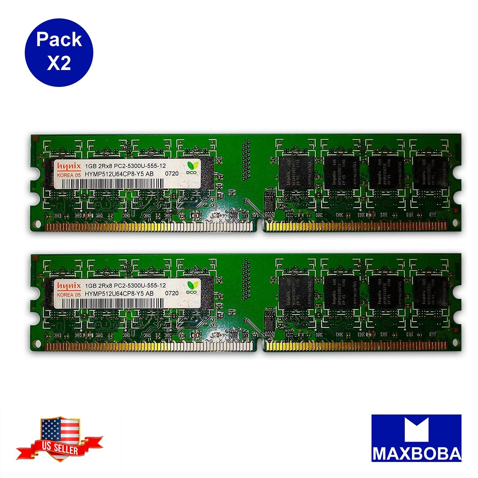 Hynix Memory 2GB (2x 1GB) 5300U 667MHz Desktop PC DDR2 DIMM 2RX8 