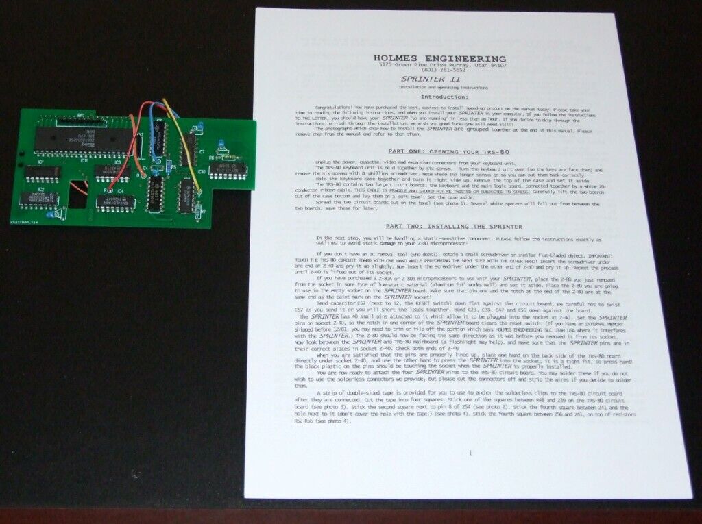 Sprinter II Z80B 5MHz upgrade for the Tandy TRS-80 Model I 