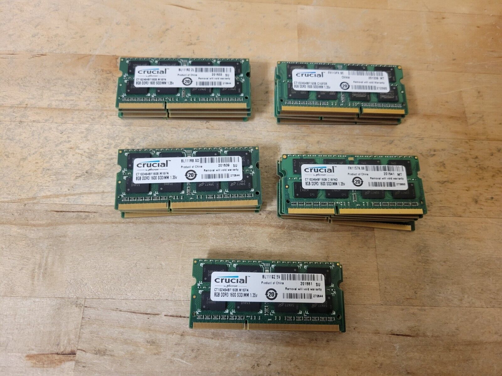Lot of 23 Crucial 8GB DDR3 Laptop RAM Memory Lot free U.S. shipping 