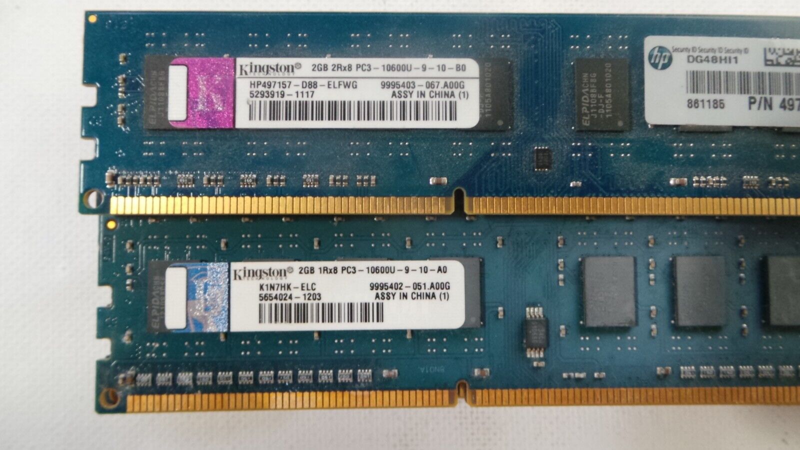 LOT OF  13x 2GB 2RX8 PC3-10600U-9-10-B0 DDR3 MEMORY