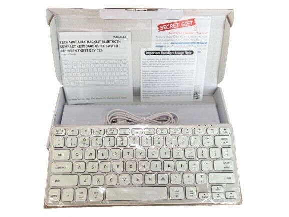 Macally Rechargeable Quick Switch Bluetooth Compact Keyboard for 3 Devices