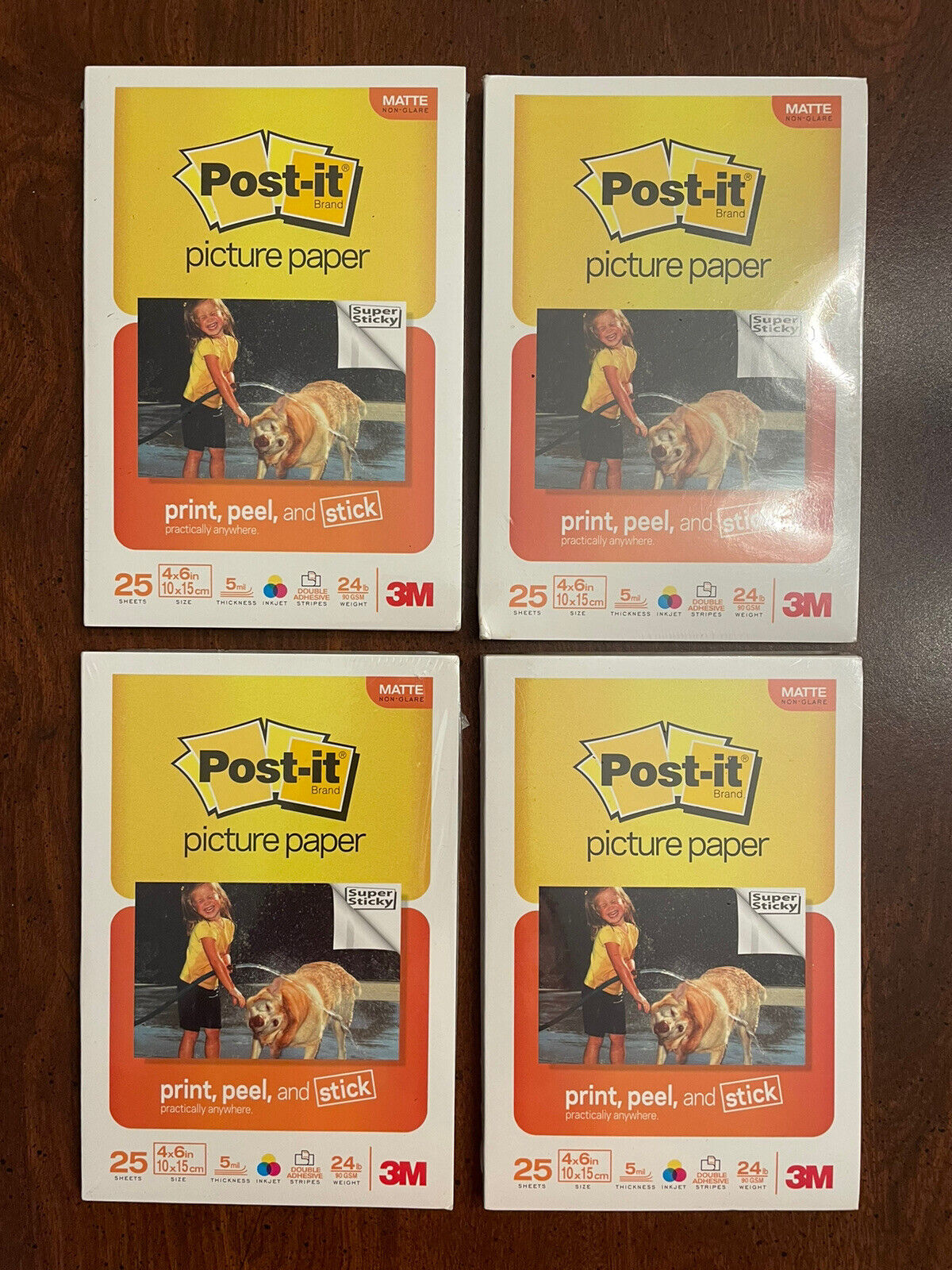 Lot of 4 packs of Post-it Picture Paper 25 sheets 4x6 NEW NIP