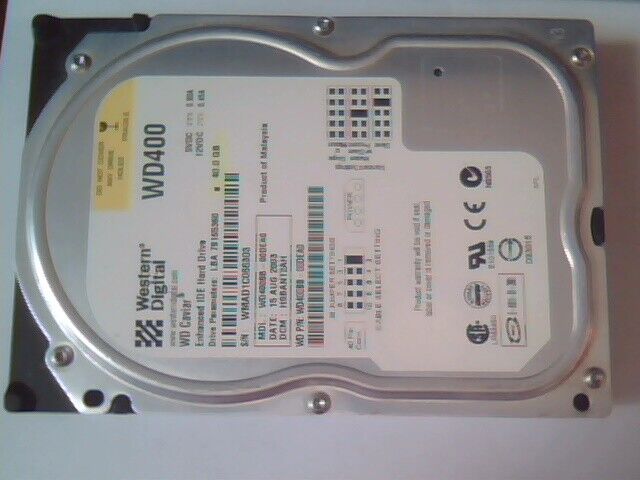 IDE Hard Disk Drive Western Digital WD400 Caviar WD400BB-00DEA0 78165360 40GB