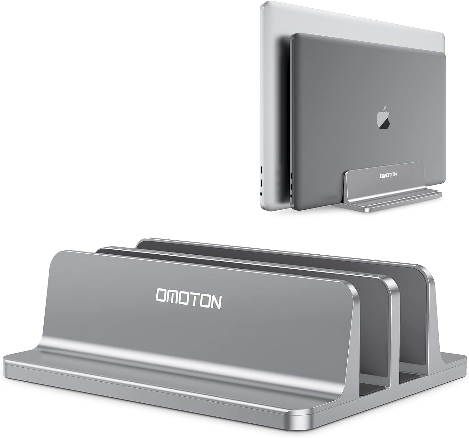 OMOTON [Updated Dock Version Vertical Laptop Stand, Double Desktop Stand Holder 