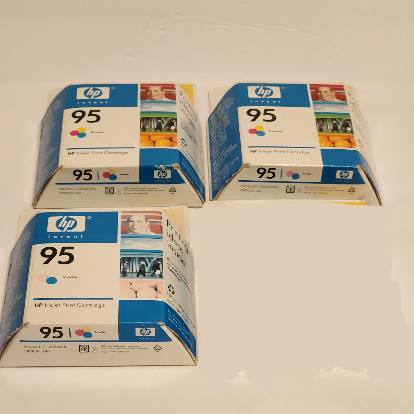 lot of 3 HP 95 Tri-Color Ink Cartridges C8766WN vivera New Sealed NOS EXPIRED