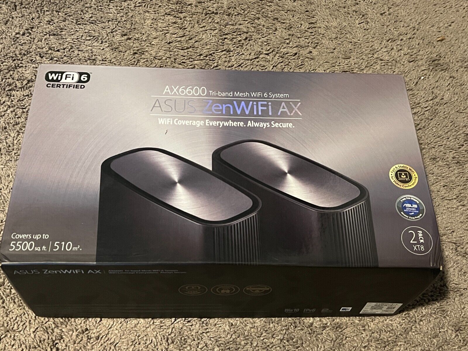 ASUS ZenWiFi XT8 Tri-Band Mesh Wi-Fi 6 System - Charcoal (Set of 2)