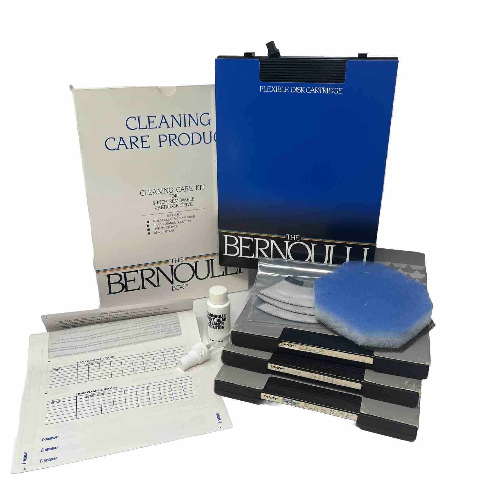 Vtg iOmega Bernoulli Drive Cleaning Disc Box 3 Tandy 8” Cartridge Disks Lot