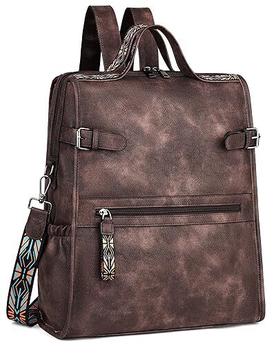 FADEON Leather Laptop Backpack for Women, Designer Ladies Work Travel Compute...