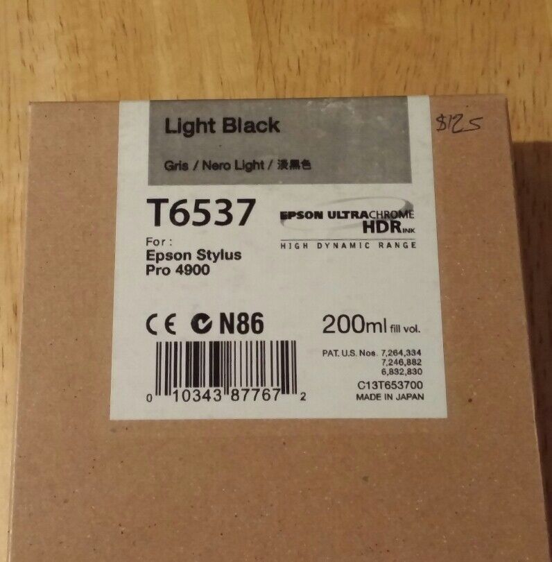 06-2020 New Genuine Epson T6537 200ml Light Black Ultrachrome HDR Ink 4900