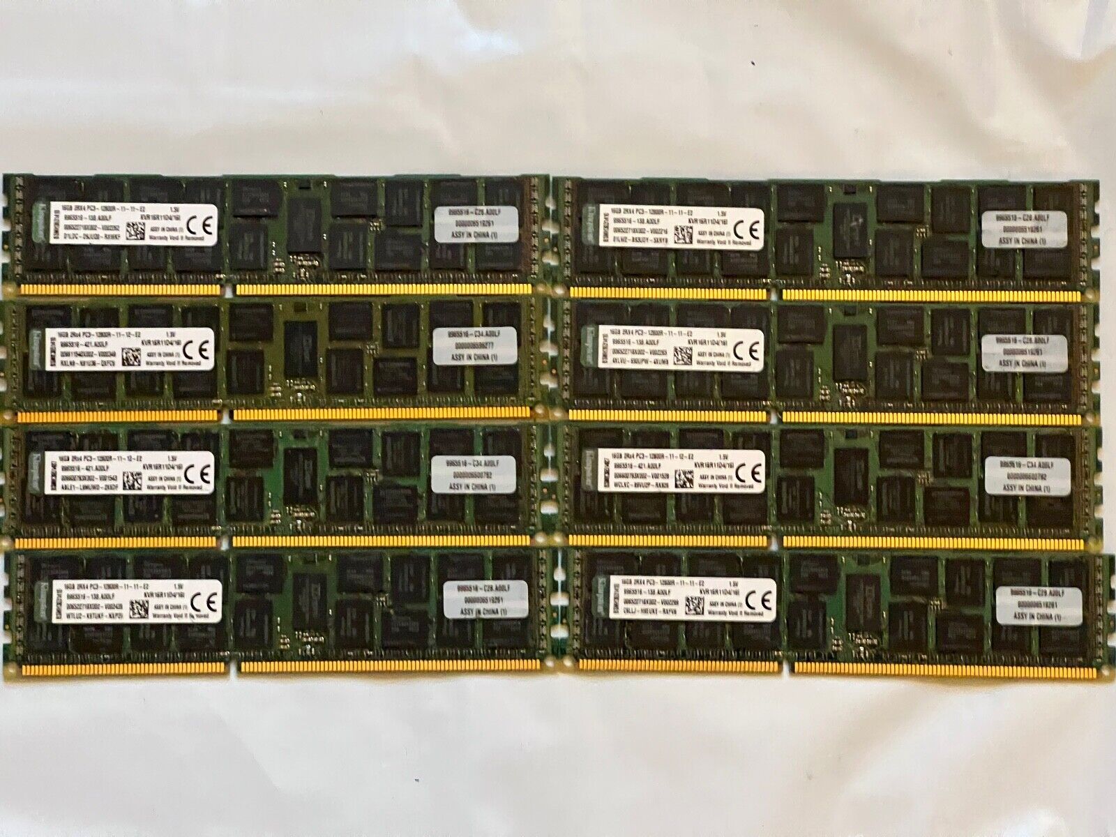 KINGSTON 128GB (8x16GB) PC3-12800R 1600MHz DDR3 ECC Registered Memory KVR16R11D4