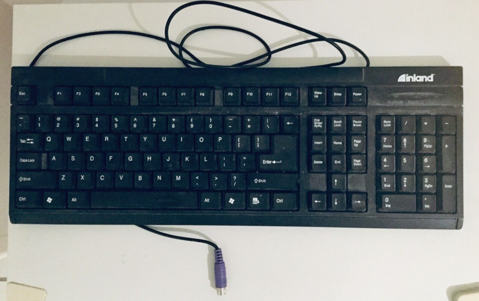 Inland MC855718 Windows 107-Key Keyboard Black PS/2 - USED - Works Fine 