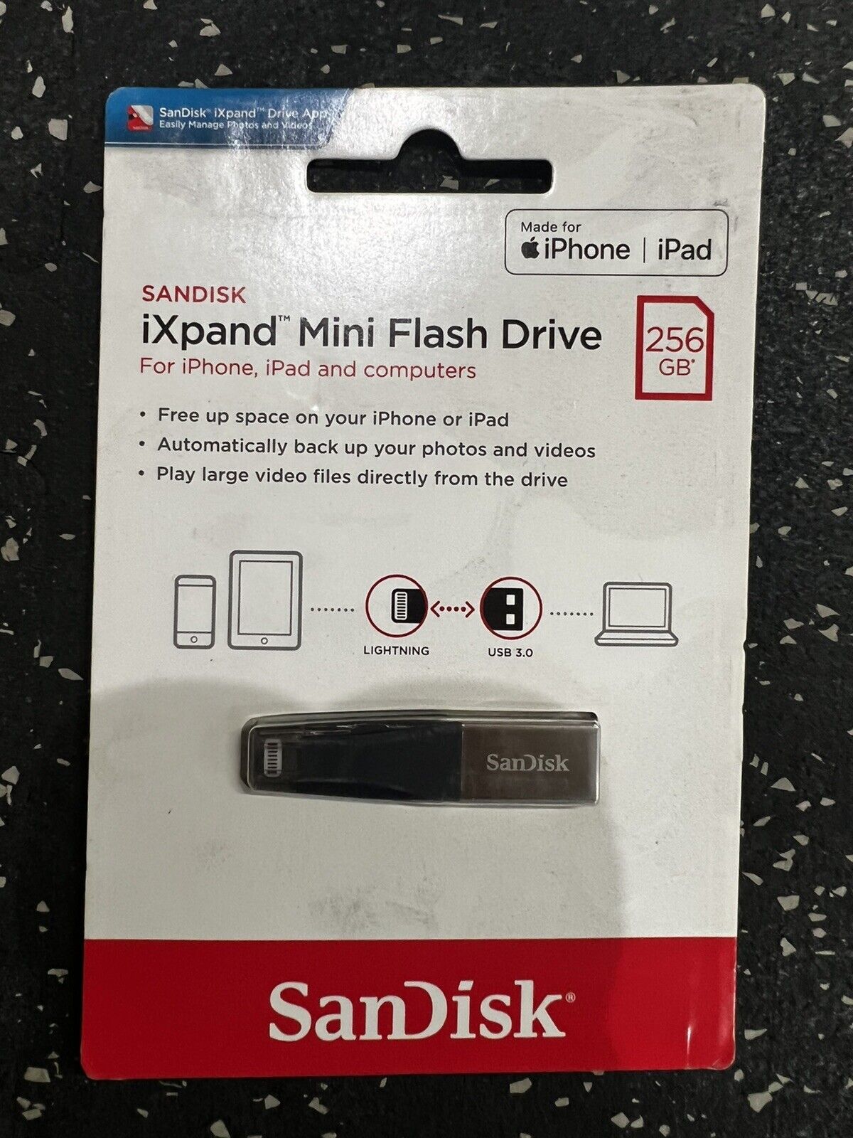 SanDisk 256GB iXpand Mini Flash Drive, for iPhone and iPad - SDIX40N-256G-GN6NE