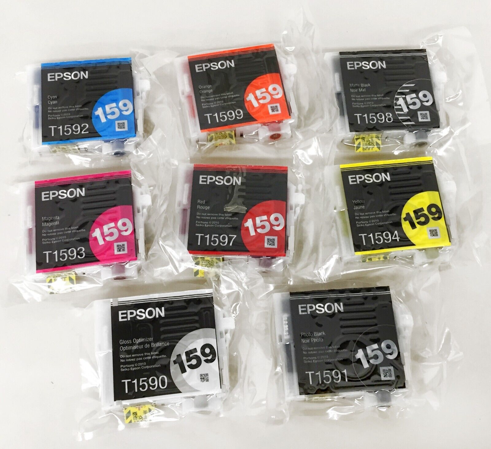 Genuine Epson T159 UltraChrome Hi-Gloss 2 Ink Cartridges R2000 (Set of 8)