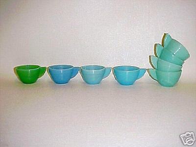  Akro Agate Small Concentric Ring Robin-Egg Blue-Green Child Tea Set Cups / VHTF