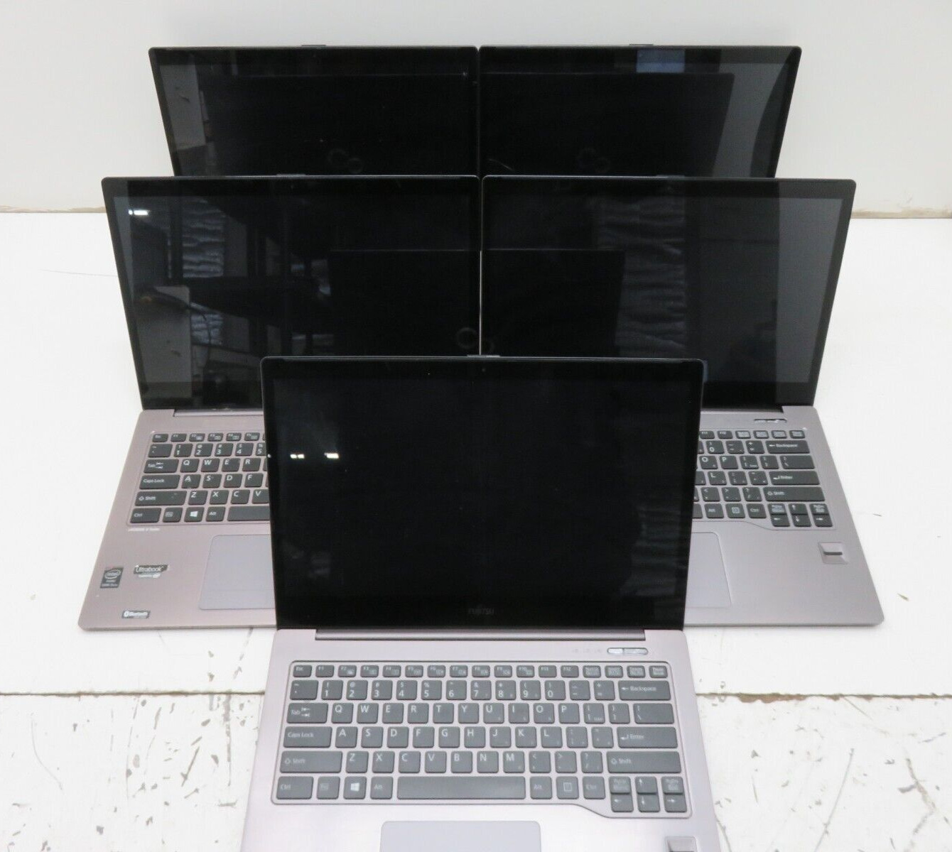 Lot of 5 Fujitsu LifeBook U904 Laptops Intel Core i5-4300u 4/10GB RANo HDD/Batt