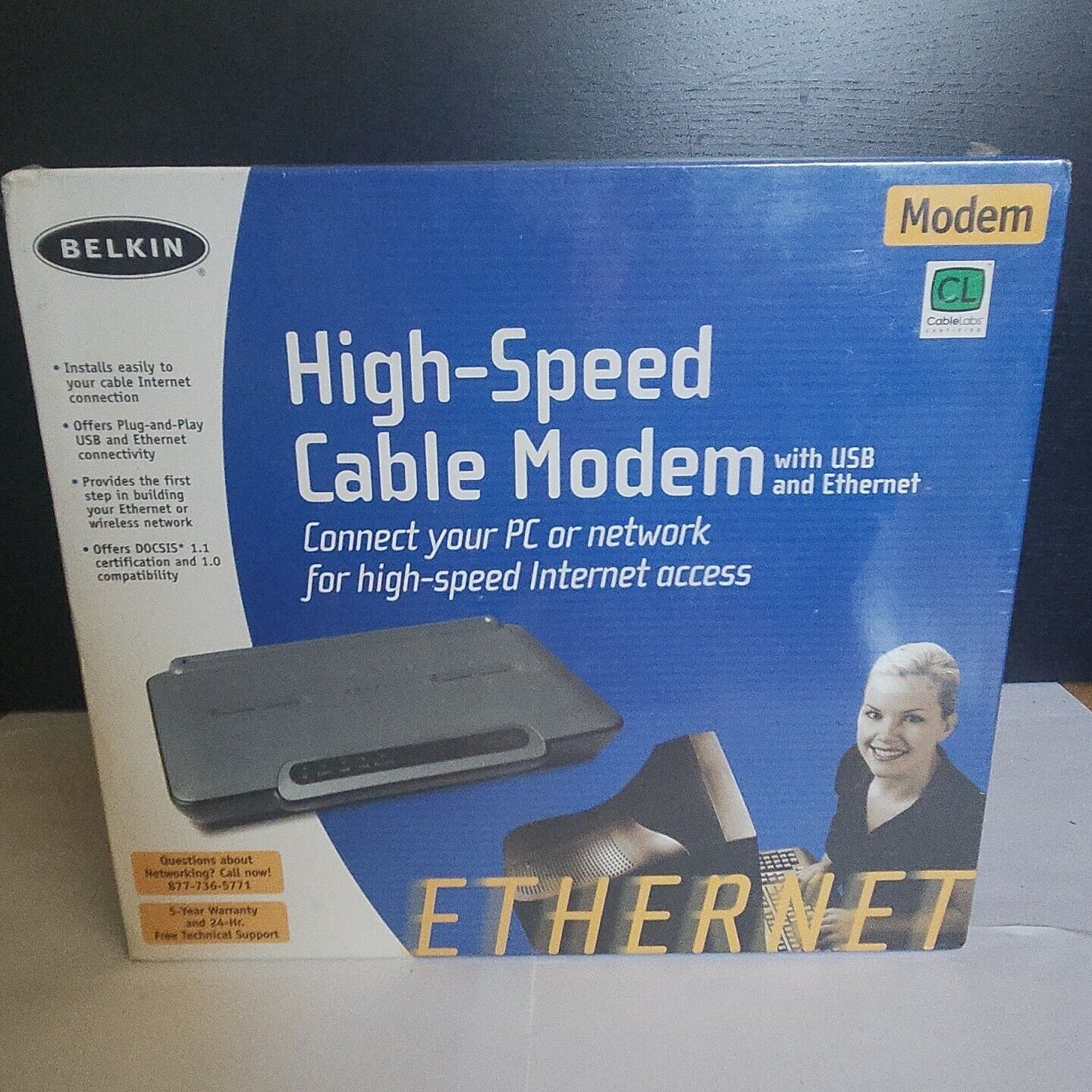 Belkin High Speed Cable Modem F5D5530-W - Rare, New Old Stock Sealed - 