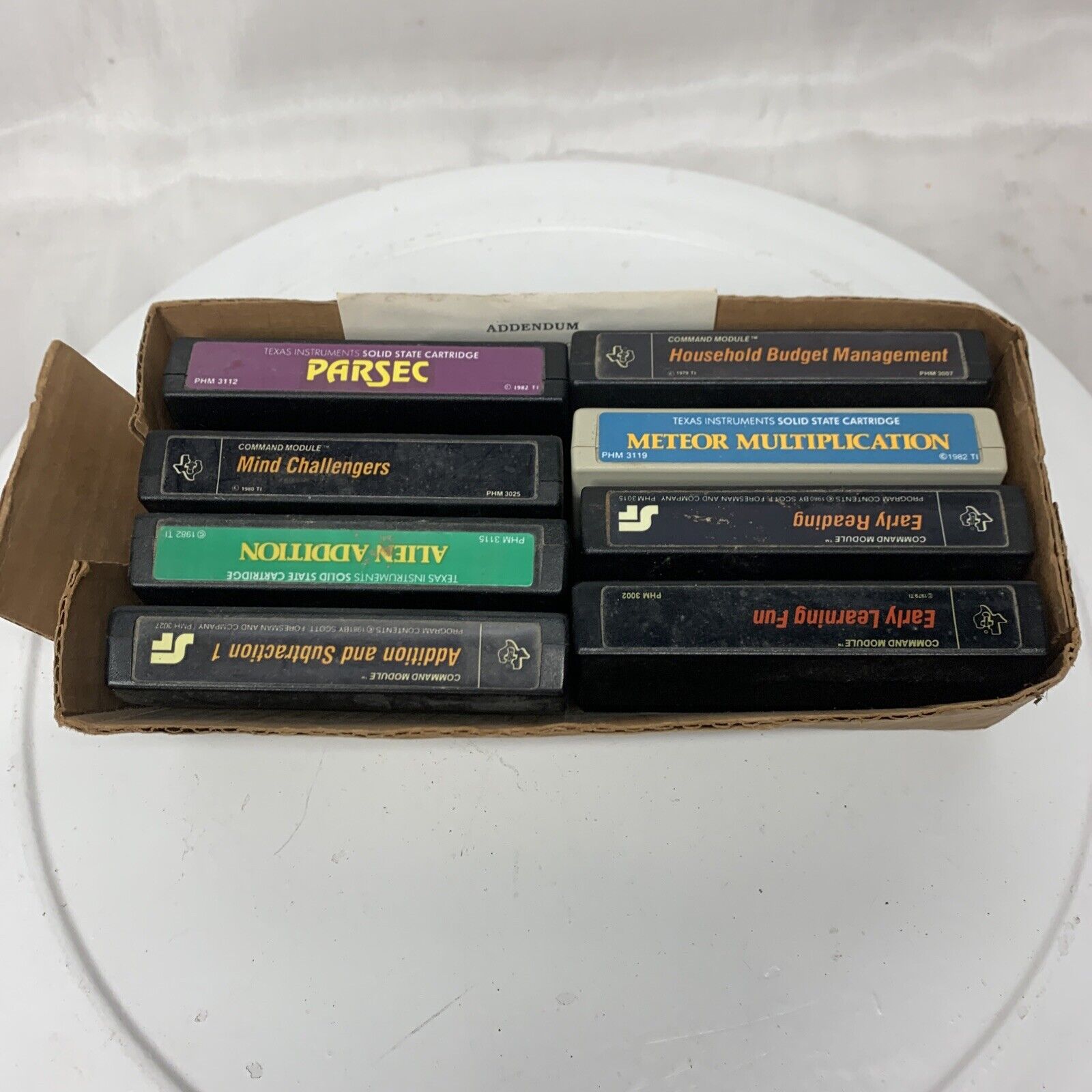 TI-99/4A Texas Instruments Game Cartridge Lot Of 8 GAMES Command Module 1981-82
