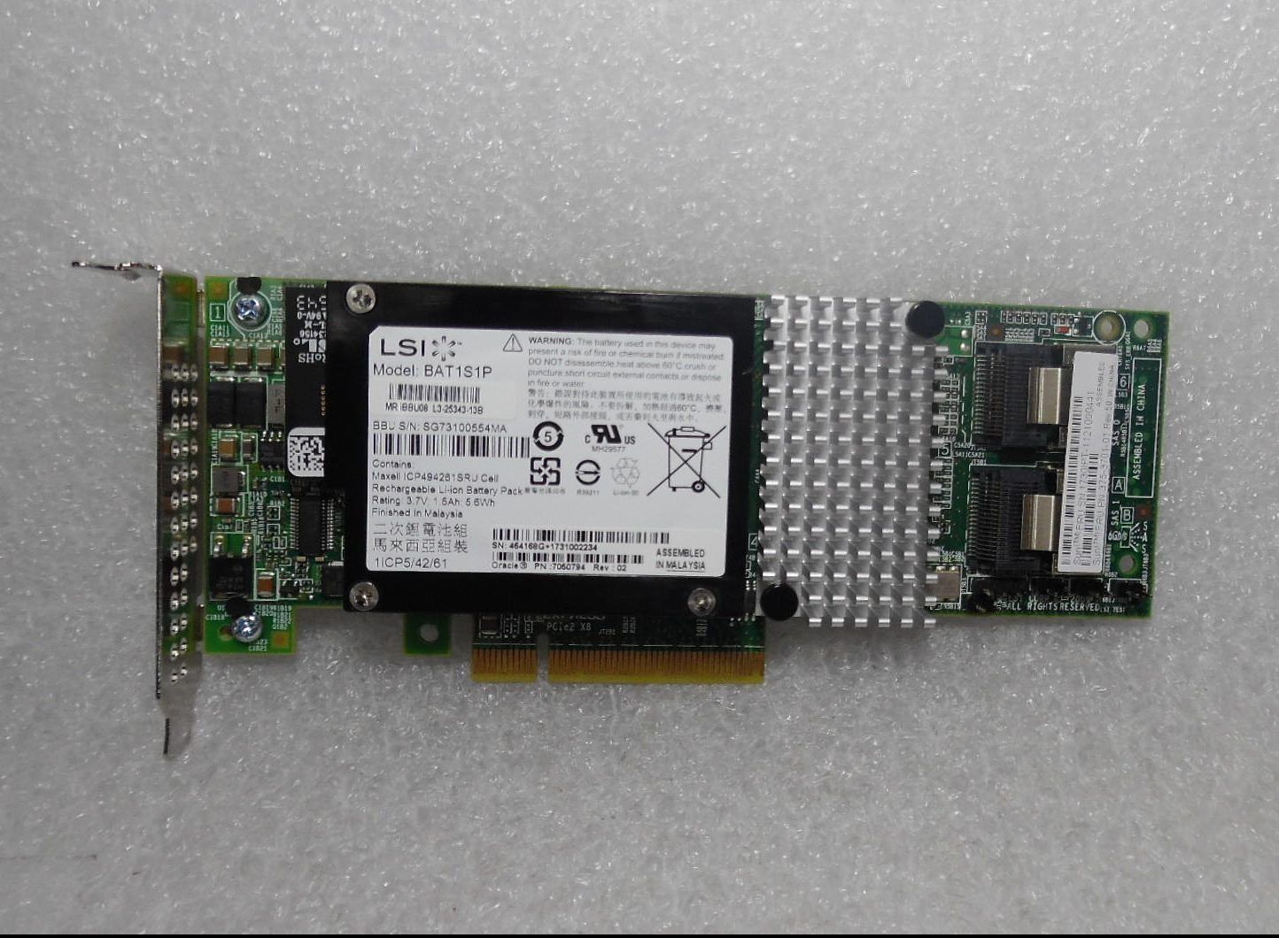 Sun/LSI 8-Ports 6Gbps SAS-2 RAID PCIe 375-3701-01 W/Battery & LP Bracket