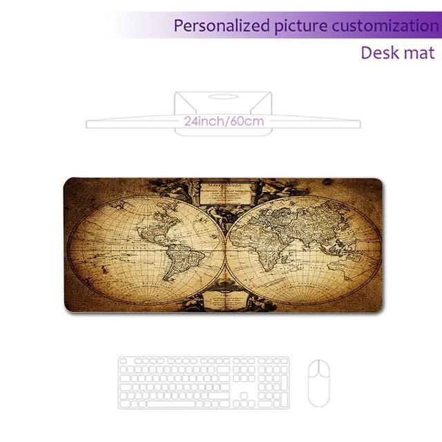 Old World Map Mouse Pad Large Office Computer Desk Mat Vintage Mousepad Game