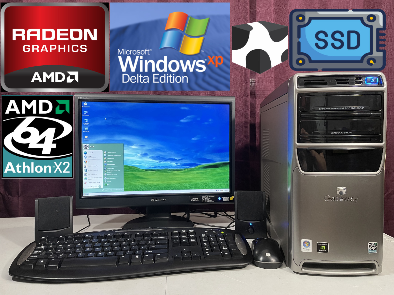 *RESTORED w/ SSD* Complete Gateway Windows XP Vintage Retro Gaming PC