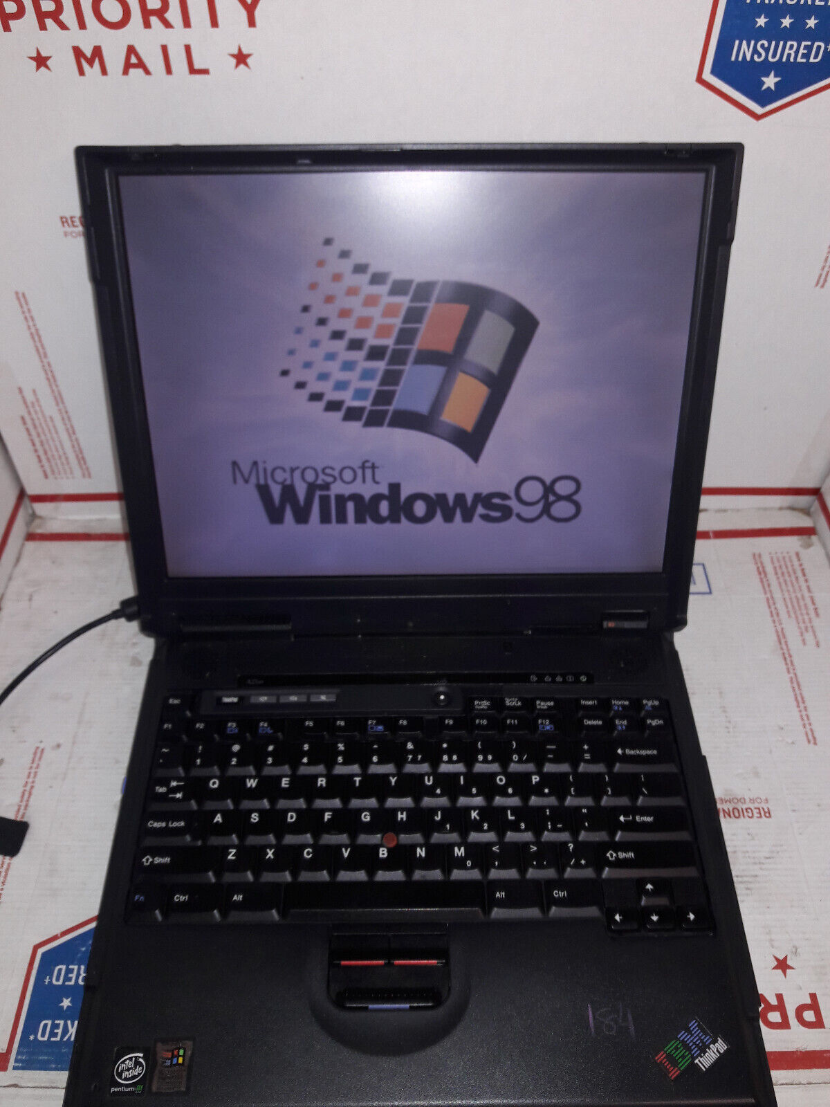 Vintage IBM Thinkpad A21m Laptop Win98SE W/ USB Support DVD & Floppy #184