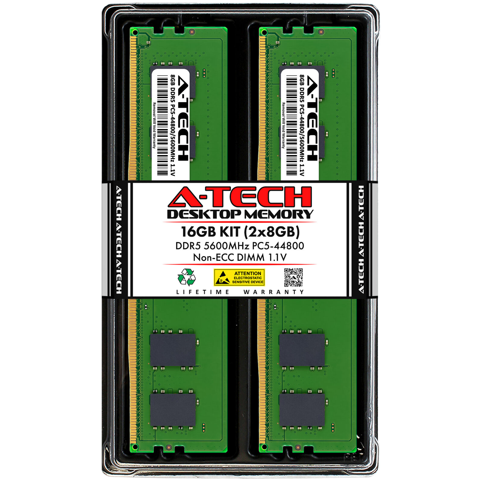 A-Tech 16GB 2x 8GB DDR5 5600 MHz Desktop DIMM PC5-44800 288-Pin Memory RAM Kit