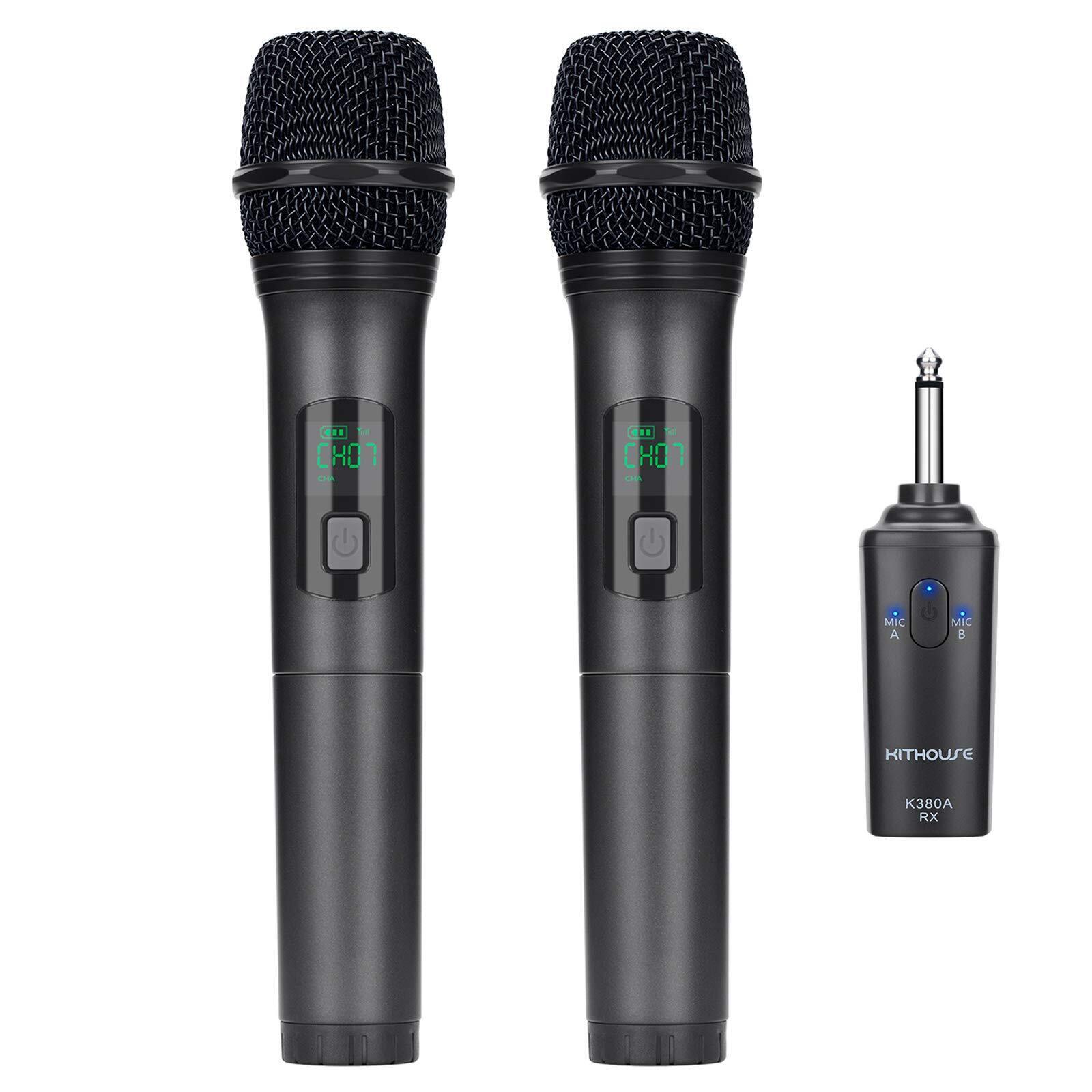 K380A Wireless Microphone Karaoke Microphone Wireless Mic Dual with Rechargea...