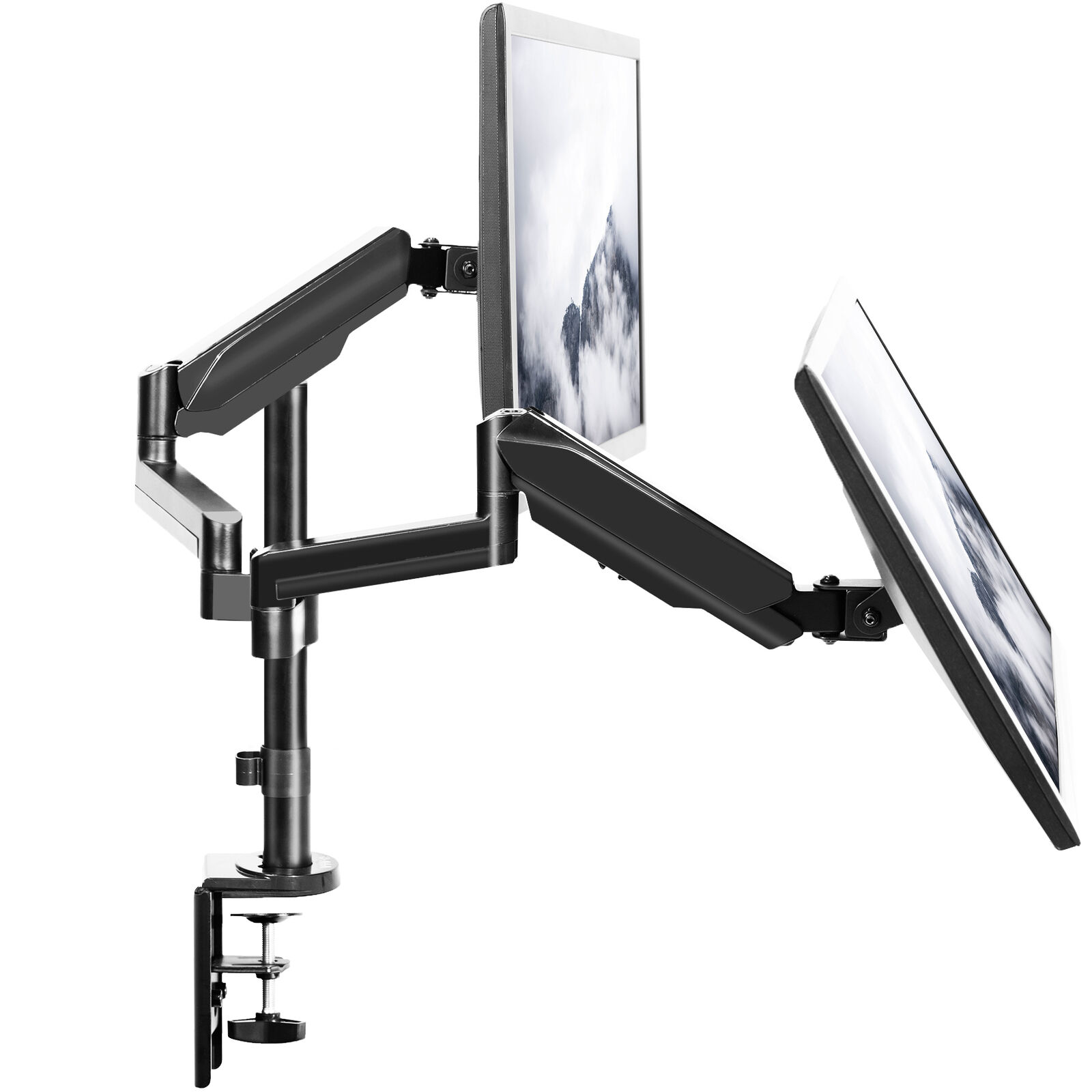 VIVO Dual Monitor Pneumatic Spring Sit-Stand Desk Mount for 2 Screens up to 32