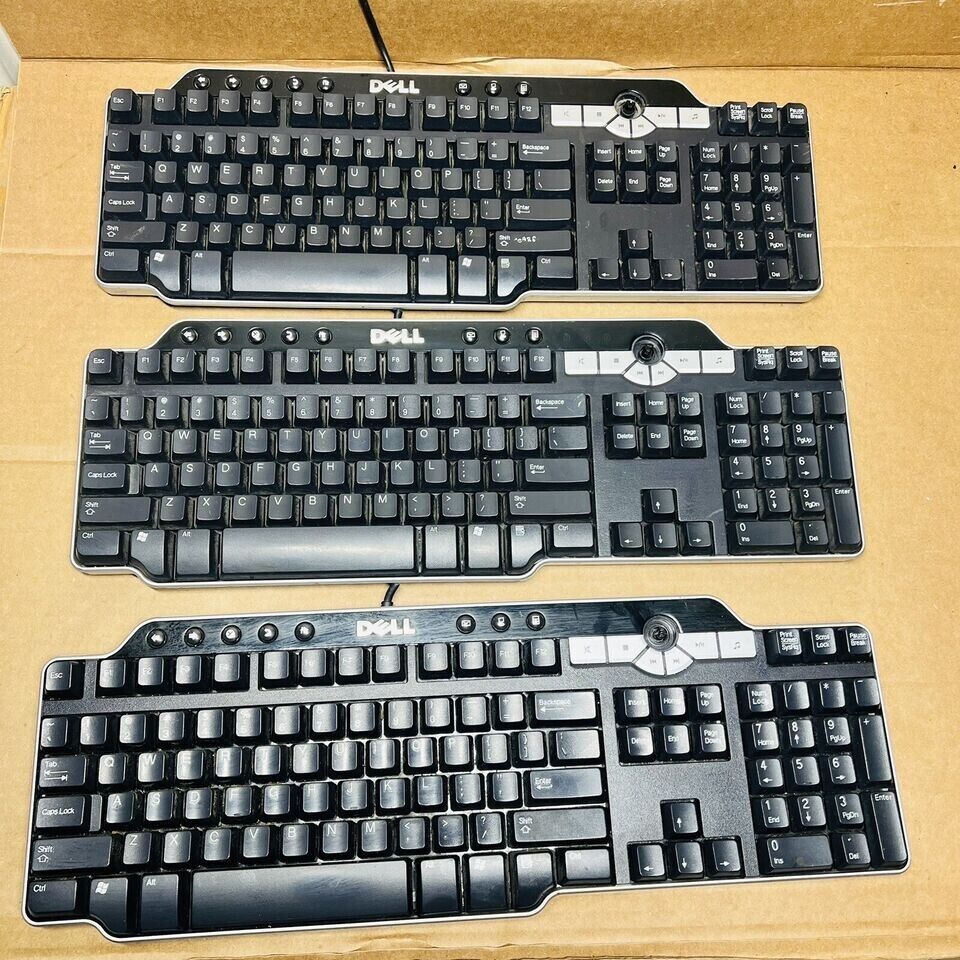 Lot of 3 Dell SK-8135 USB QWERTY Wired Mechanical Keyboard Black Authentic 2 USB