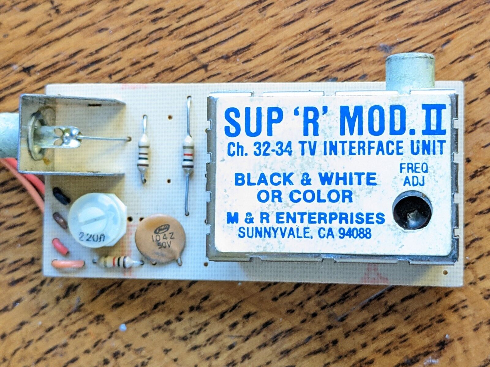 Vintage Apple II/+ Sup 'R' Mod II, Ch 32-34 UHF TV RF Modulator M&R Enterprises