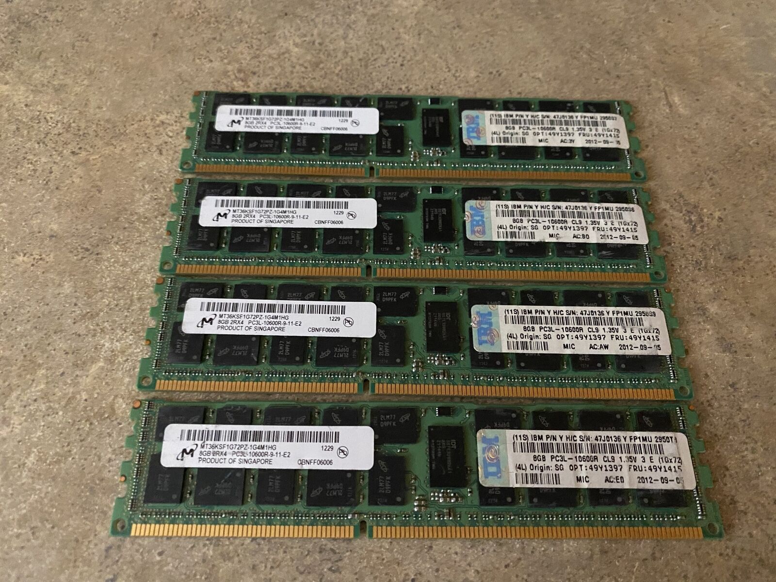 4x MICRON MT36KSF1G72PZ-1G4M1 8GB DDR3L-1333 PC3L-10600R  SERVER MEMORY J3-5(1)