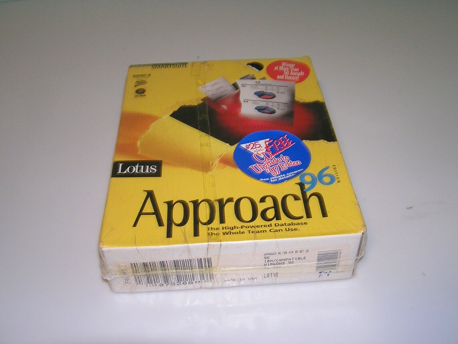 NOS Vintage New Sealed lotus approach 96 edition ibm windows 95 compatible