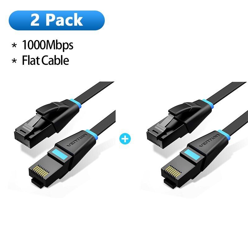2 Pack Ethernet Cable Cat6 Gigabit High Speed 1000Mbps Cable RJ45 LAN Cord