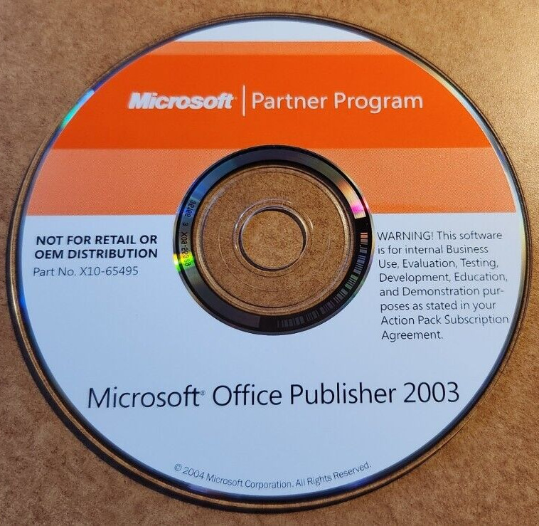 Microsoft Office Publisher 2003 with Product Key CD 2004 X10-65495
