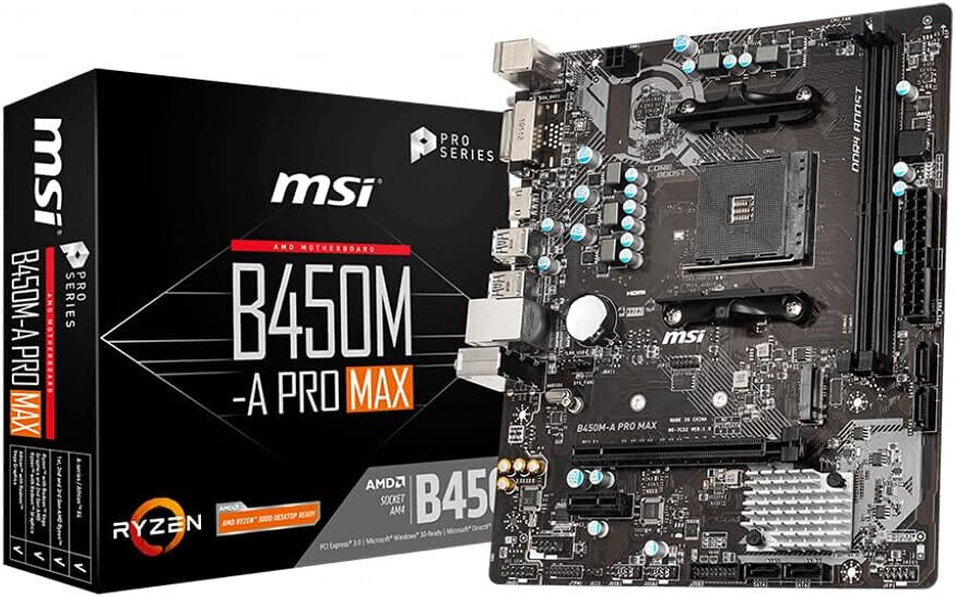 MSI B450M-A PRO MAX ProSeries Motherboard (ATX, 2ND and 3rd Gen, AM4, M.2,...