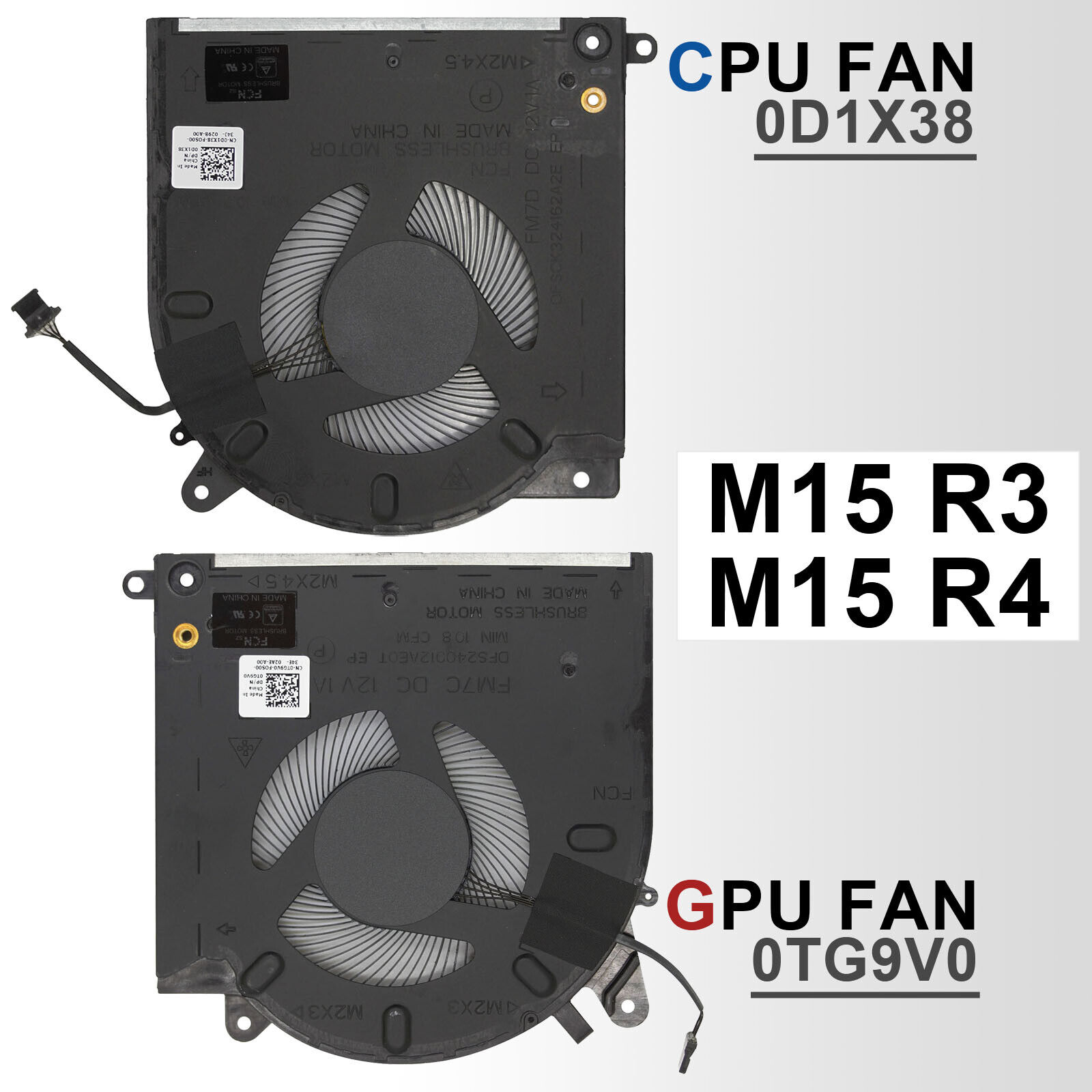 1 Pair OEM CPU + GPU Cooling Fan Replace For DELL Alienware M15 M17 R3 R4 Laptop