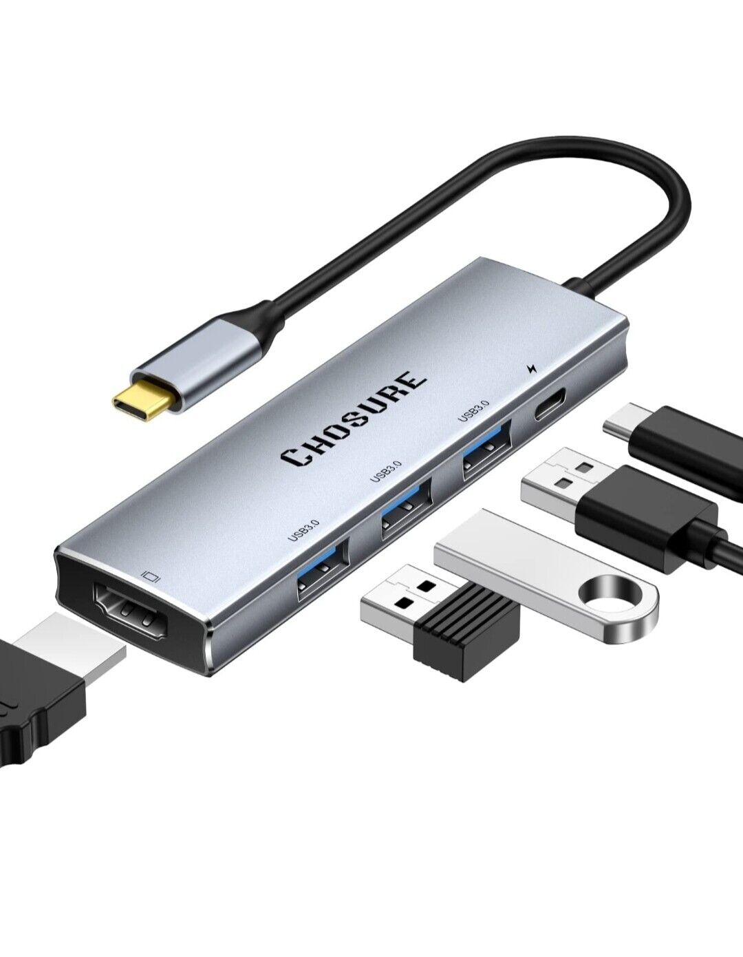 CHOSURE USB-C Hub, 5 In 1 Thunderbolt 3 -NEW-Factory Sealed 
