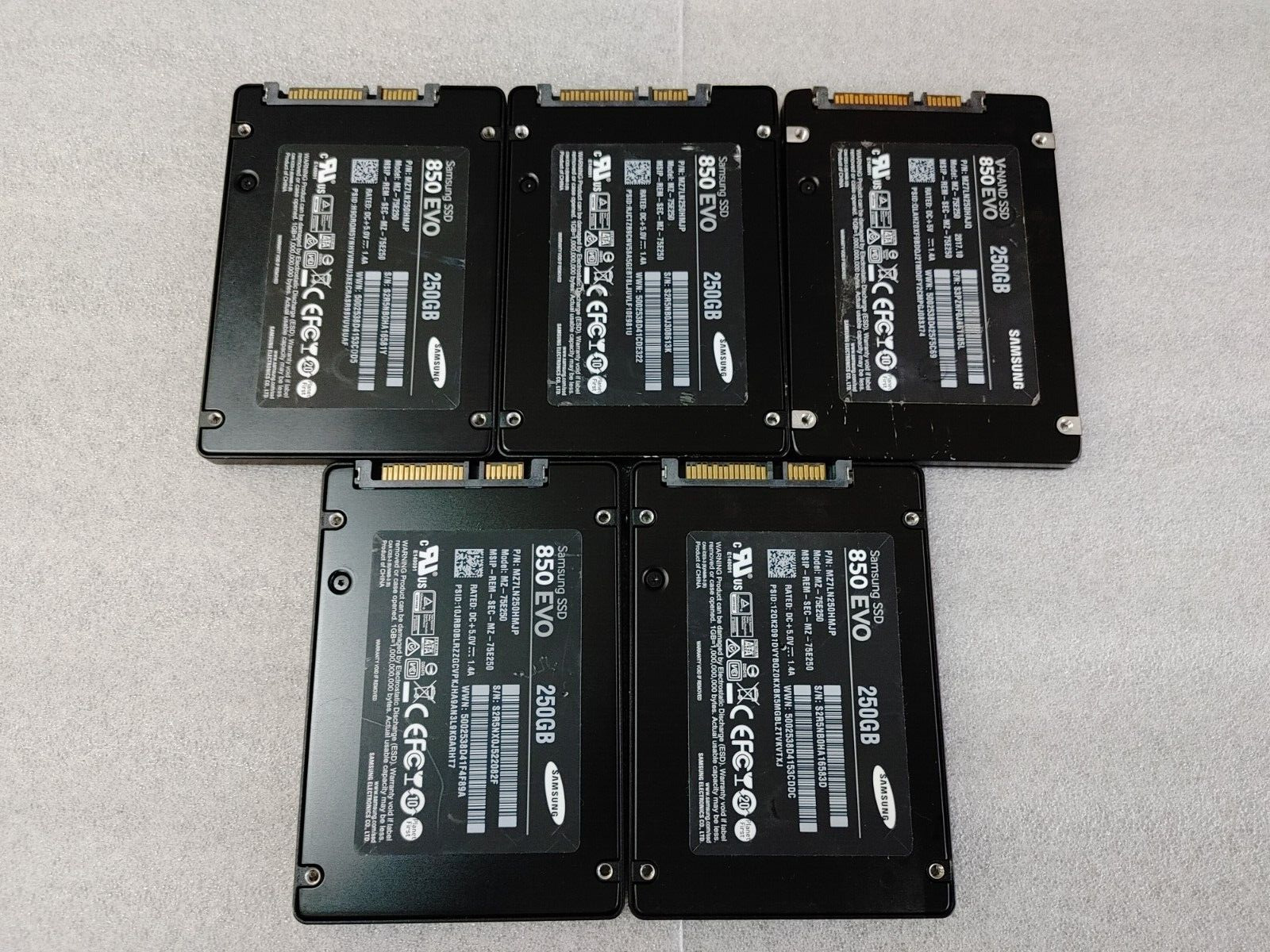 Lot of 5 Samsung 250GB 850 EVO SSD Solid State Drive 2.5\