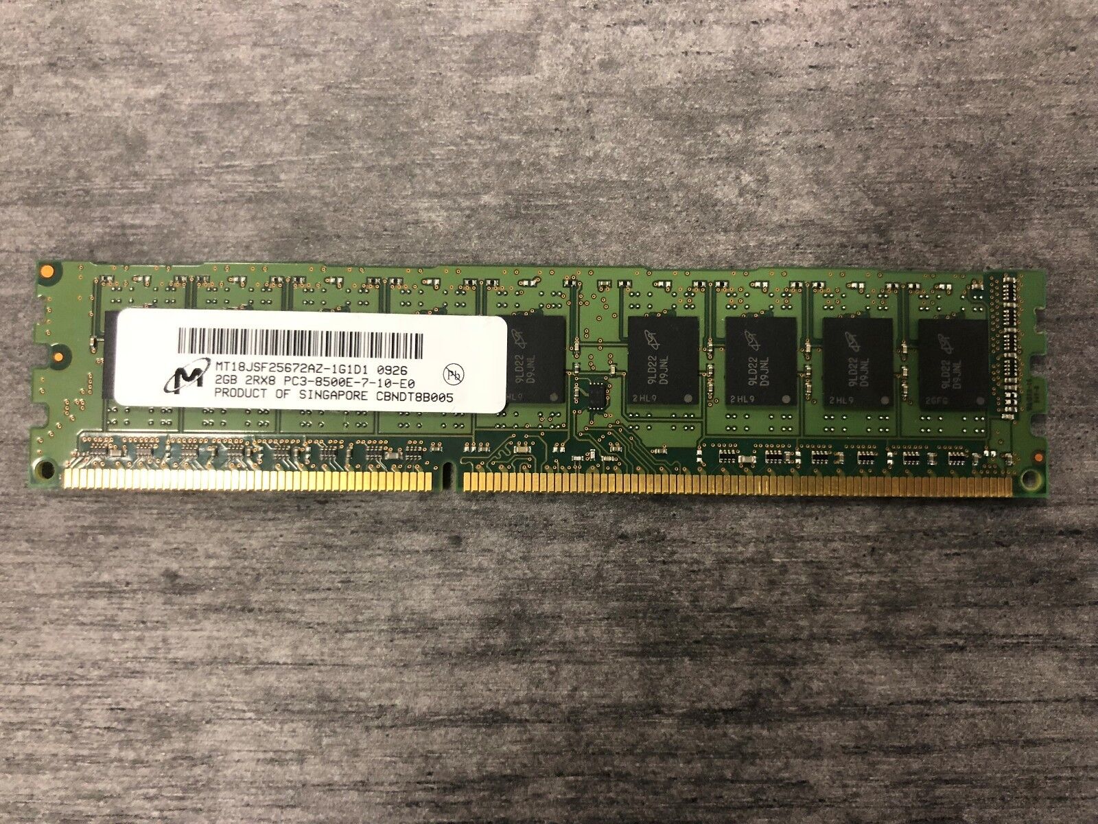 Micron 2GB (1x2GB) 2Rx8 PC3-8500E-7-10-E0 MT18JSF25672AZ-1G1D1 Memory Ram