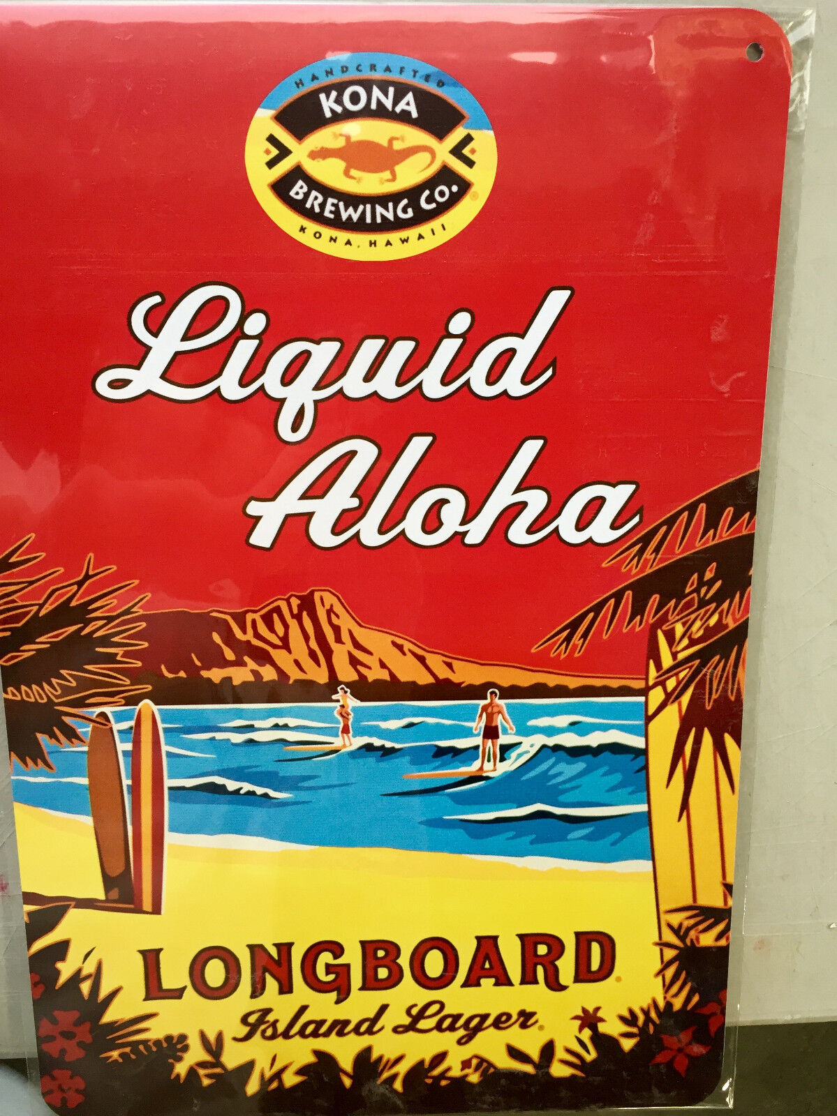Longboard Island Lager - Liquid Aloha - Kona Brewing Beer metal sign NEW 18\