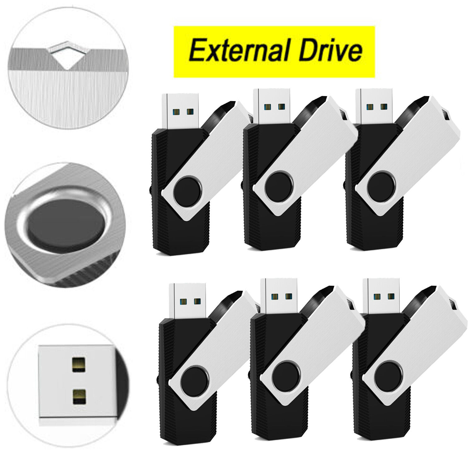 10PCS Lot Swivel 128GB USB 2.0 Flash Drive Thumb Pen Drive Rotating Memory Stick