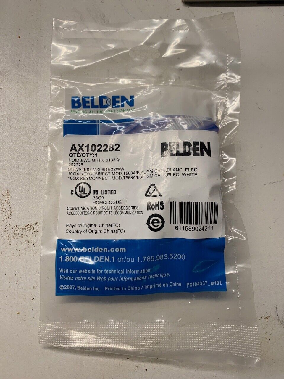 Belden AX102282 CAT 6 KEYCONNECT (PACKAGE OF 1) RJ45 keystone