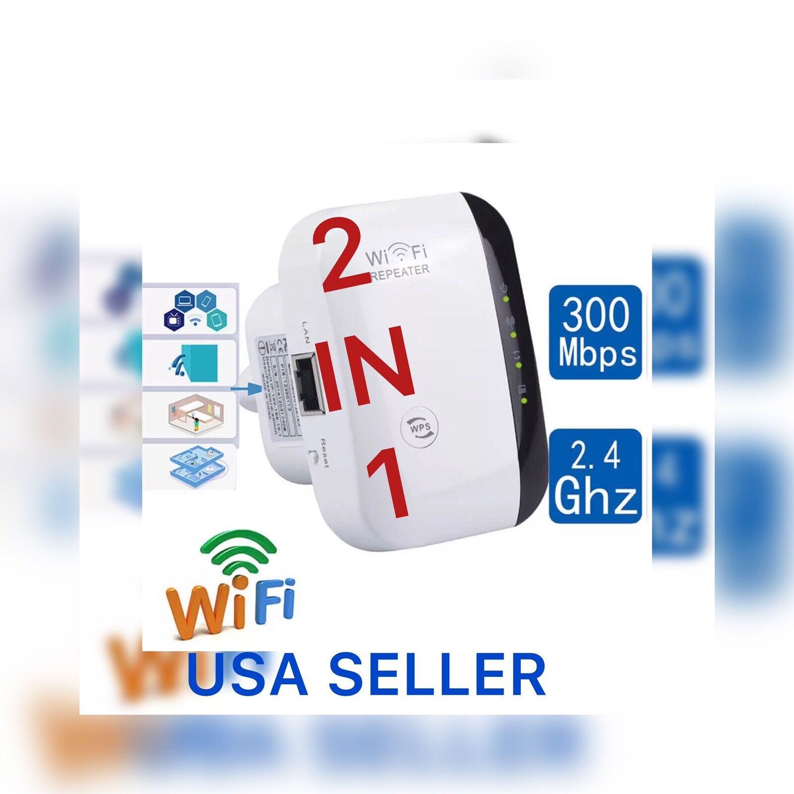 WIFI REPEATER EXTENDER SIGNAL WIRELESS-N 80211 AP ROUTER ( USA SELLER ) 300Mbps✅