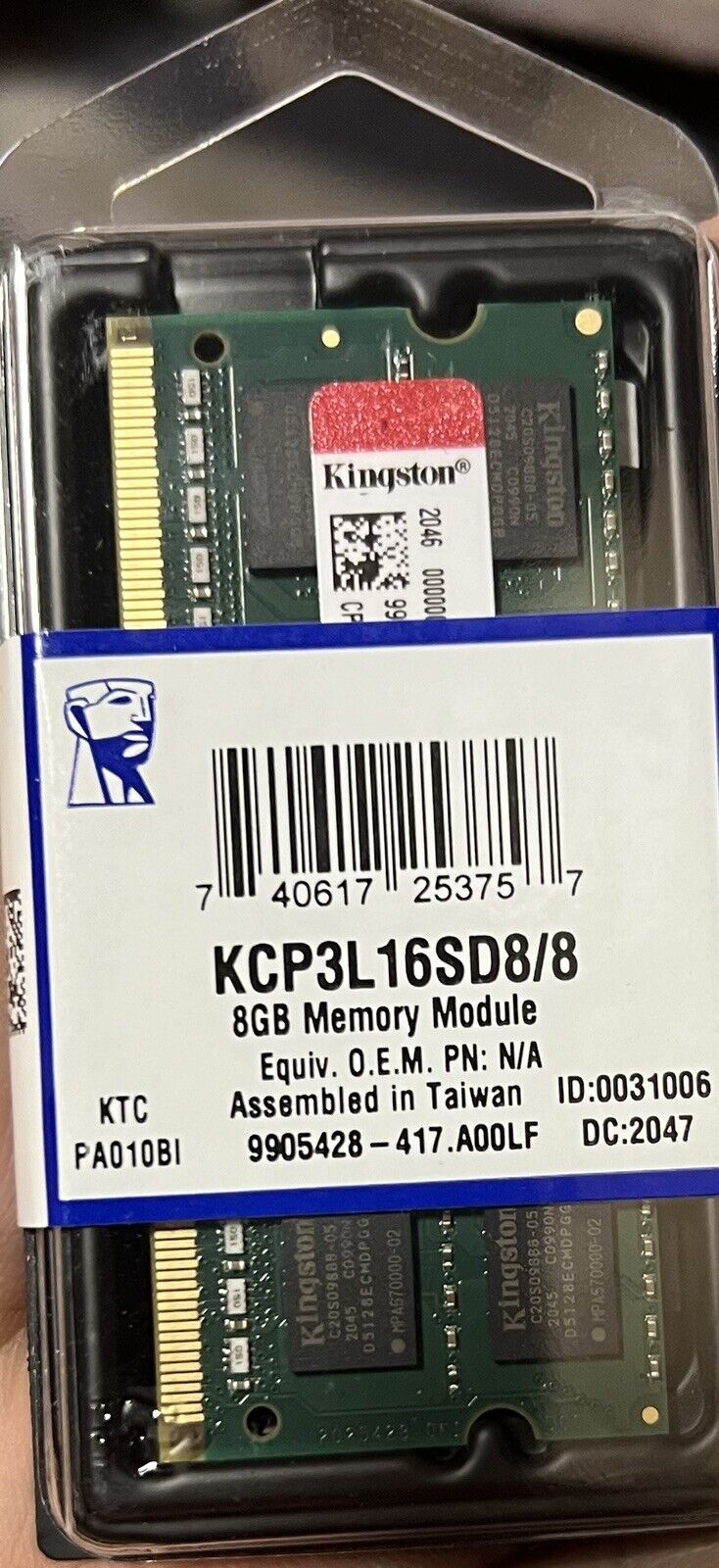 Kingston 8GB 2Rx8 PC3L-12800 DDR3 1600 MHz 1.35V SO-DIMM Laptop Memory RAM 1x 8G